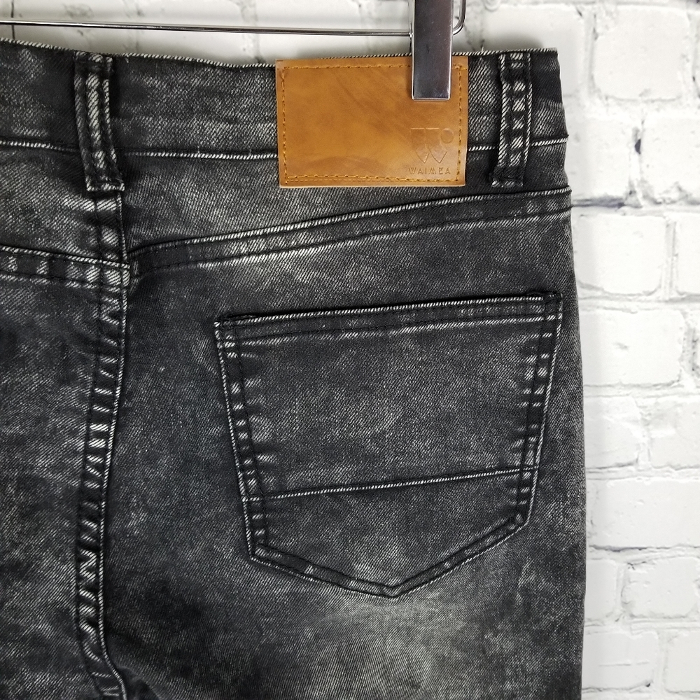 WAIMEA | Skinny Fit moto black stone wash jeans